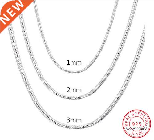 LEKANI 925 Silver 1MM/2MM/M Snake Chain Necklace For Men W