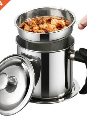 1.L Stainless Steel Oil Strainer Pot Container Jug Storage