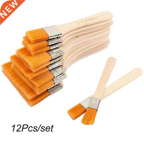 12Pcs/Set Wooden Oil Painting Brushes Artist Acrylic Paint A
