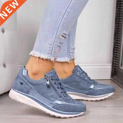 Women Shoes Gold Sneakers Zipper Platform Trainers Women Sho