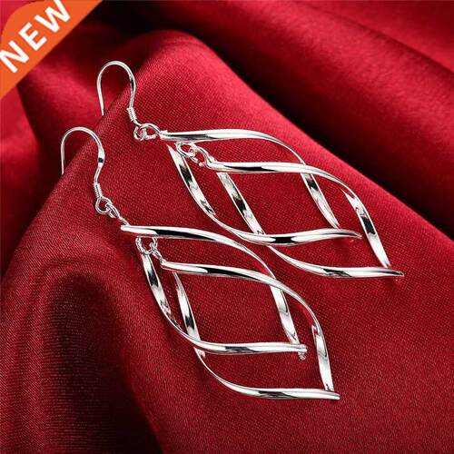 New Style 925 Silver Earrings, Double Heart Earrings, Heart