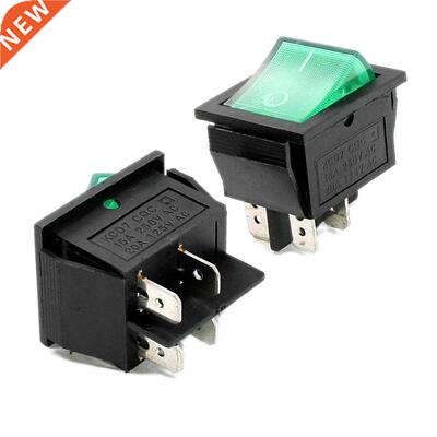 2 Pcs Green Illuminated Light On/Off Boat Rocker Switch AC 1