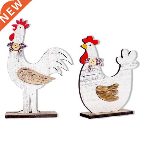 Creative Wooden Rooster Hen Shape Chicken Easter Crafts Deco