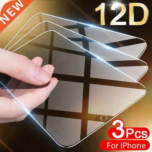 3PCS Screen Glass For iPhone 11 13 12 Pro Max 8 7 6 Plus 5 S