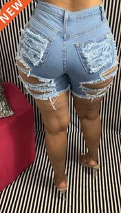 Hot Sale High Waist Ripped Denim Shorts For Women Fashion Se