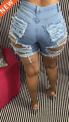 Hot Sale High Waist Ripped Denim Shorts For Women Fashion Se