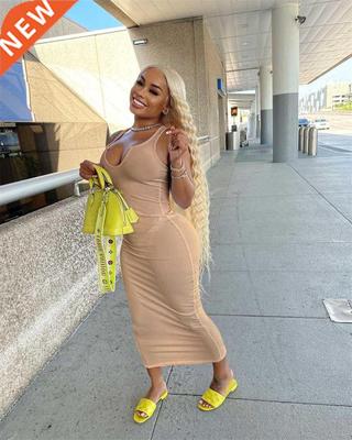 Women’s Casual Sleeveless Bodycon Slim Sundress Solid