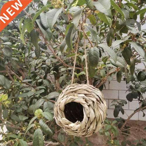 Round Birds Nest Cage Natural Grass Hand Woven Bird House