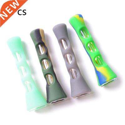 New Horn Straight Glass Tobacco Pipe Smoking Cigar Filter