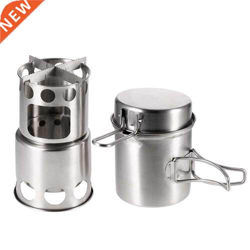 Portable Camping Stove Wood Stove Camping Cooking Pot Set Ou