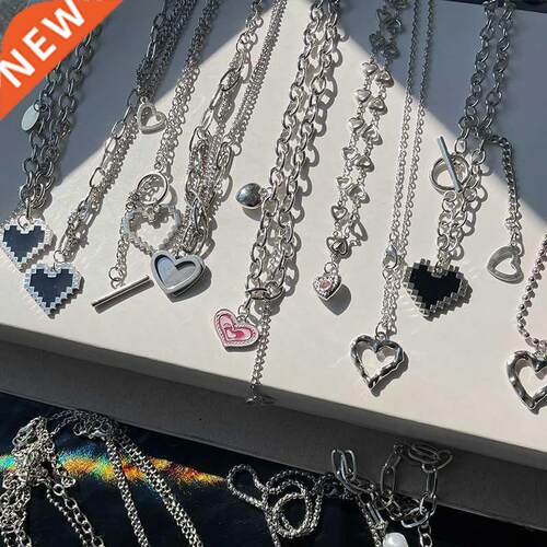 Irregular Colorful Hollow out Love Pendant Double layer Chai