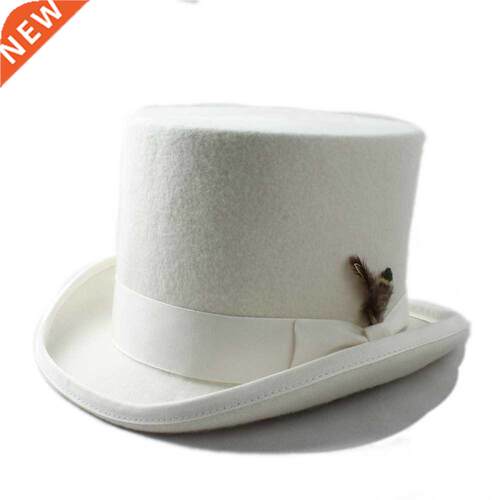 100% Wo Women Men Steampunk Top Hat With  Feather Victo