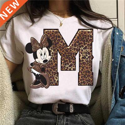 White Tshirts Minnie Mouse Font A B C D E F G Short Sleeve T
