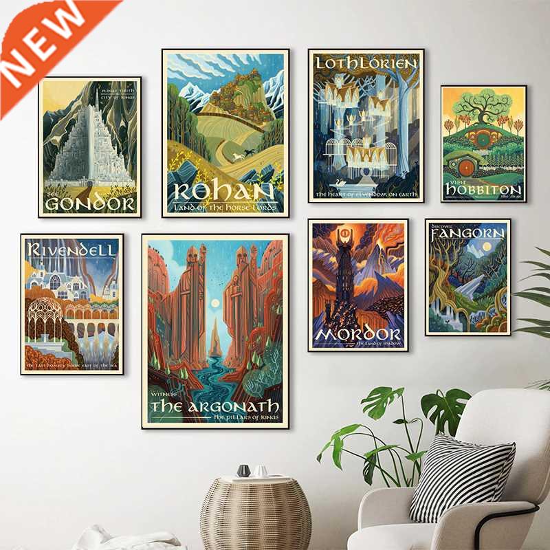 Tolkien Wall Art Painting Middle Earth Landscape LOTR Poste