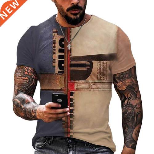 Summer Men's Oversized Retro Short-Sleeved T-Shirts Fashion