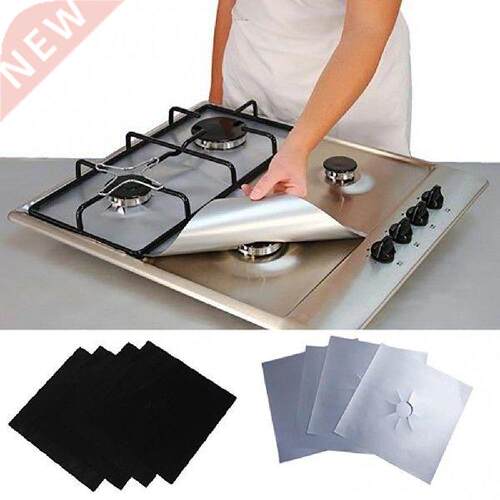 4 Pcs Square Foil Gas Hob Protector Liner Reusable Easy