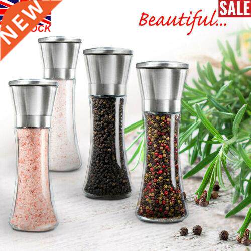 Salt and Pepper Grinder Set Ceramic Mills Stainless Steel Sh