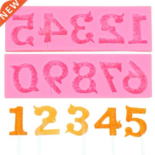 Number 0-9 3D Silicone Cke Mold Number Shpe Lollipop Mold