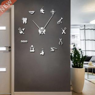 Dentist Tools Frameless 3D Wall Clock Dental Practitioners C