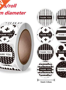 500pcs Black & Whte Thank You Stckers 8 Dfferent Des