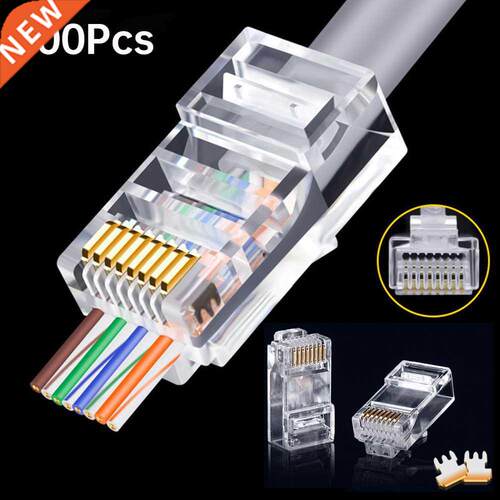 100pcs Rj45 Connector Cat5e Cat6 Connector Network Unshielde