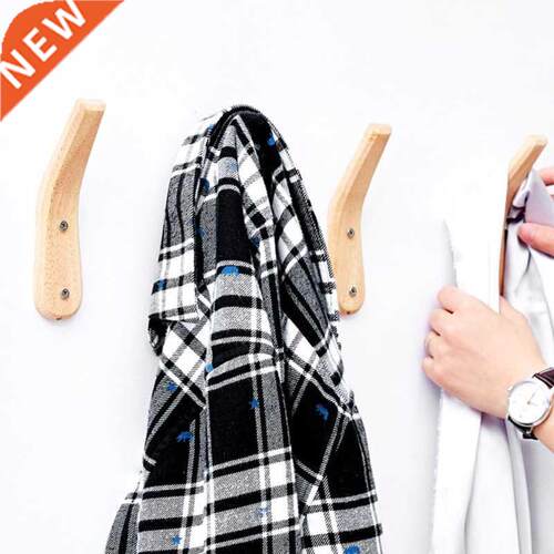 2Pcs Coat Rack Hooks Wall Mounted Beech Wood Hook Modern Wo