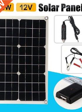 20W 12V 5V DC Waterproof Battery Solar Panel USB Home For
