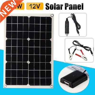 20W 12V 5V DC Waterproof Battery Solar Panel USB Home For