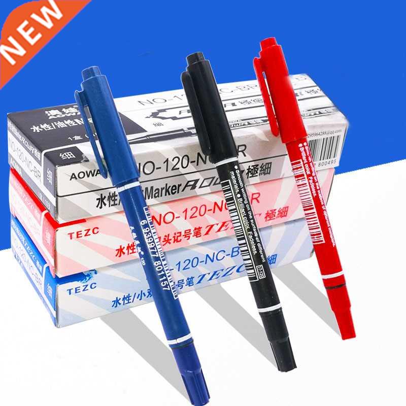 10Pcs/lot Double Head Marker pens Blue Black Red Ink 0.5mm