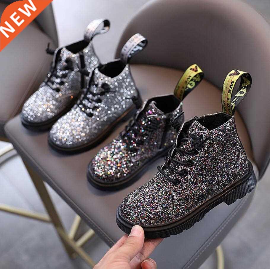 2020 New Autumn Girls Boys Short Fashion Boots Leather Bling
