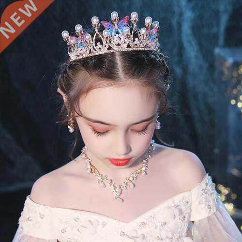 Gold Color Tiaras And Crowns Butterfly Pearls Crystal Handma