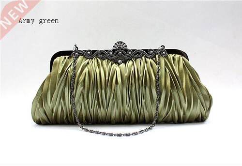 Free Shipping Army Green Chinese Women's Satin Wedding Eveni