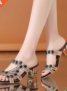 Lucyever Women Summer Slipper Sandals Fashion Hgih Heels Ope