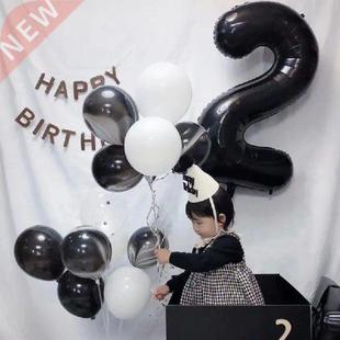 Digital Happy Birthday Foil Balloons Air Number Black