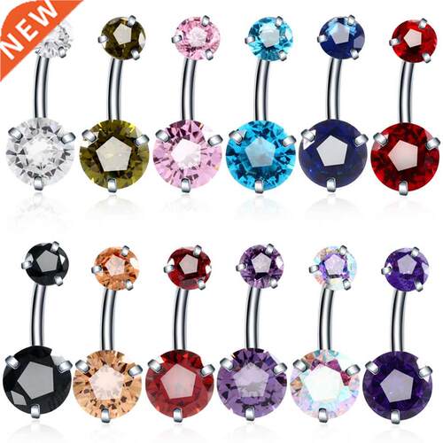 1PC Steel Crystal Zircon Body Jewelry Belly Button Rings Pie