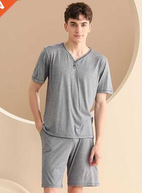 Summer Men Casual Pajama sets Soft Modal Cotton Sleepwear su