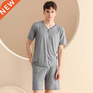 Summer Men Casual Pajama sets Soft Modal Cotton Sleepwear su