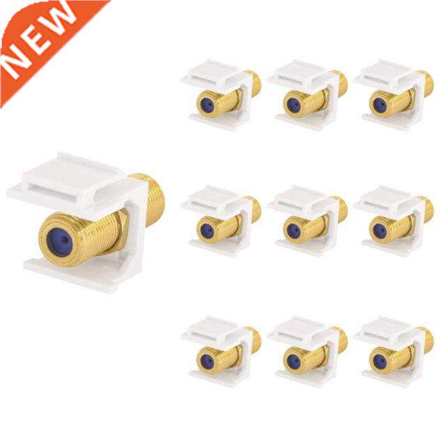10-Pack RG6 Keystone Jack Insert, Coaxial Cable Connector F-