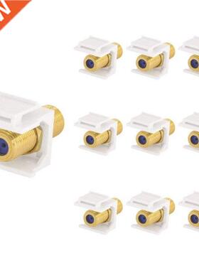 10-Pack RG6 Keystone Jack Insert, Coaxial Cable Connector F-