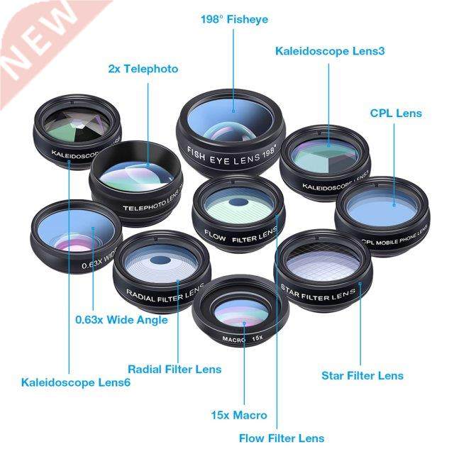 10 in 1 Phone Lens Kit Universal Fisheye Wide Angle Macro Le