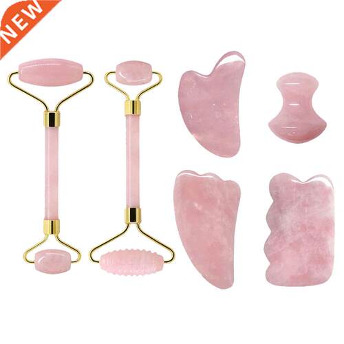 Rose Quartz Face Jade Roller Massagers Guasha Set Gua Sha To