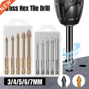 Cross Hex Tile Drill Bits Set for Glass Ceramic Concrete Car