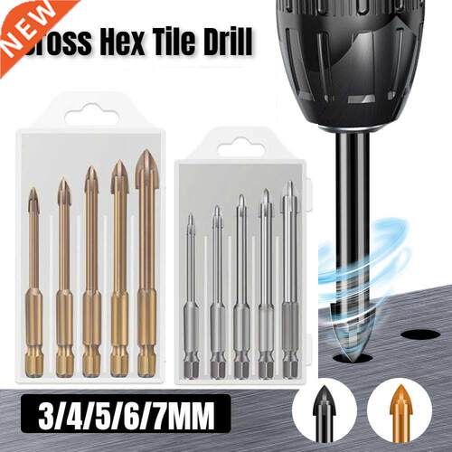 Cross Hex Tile Drill Bits Set for Glass Ceramic Concrete Car