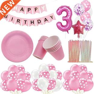 PINK MINNIE Cute Girl Birthday Happy Party Supplies Disposa