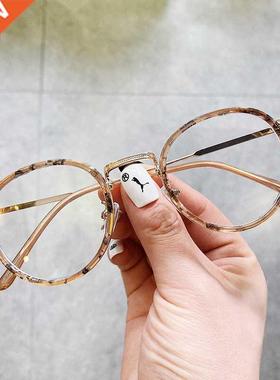 Amber Round Optical Anti Blue Lig Glasses Woman Men Transp