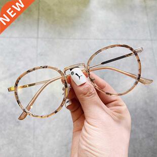 Amber Round Optical Anti Blue Lig Glasses Woman Men Transp
