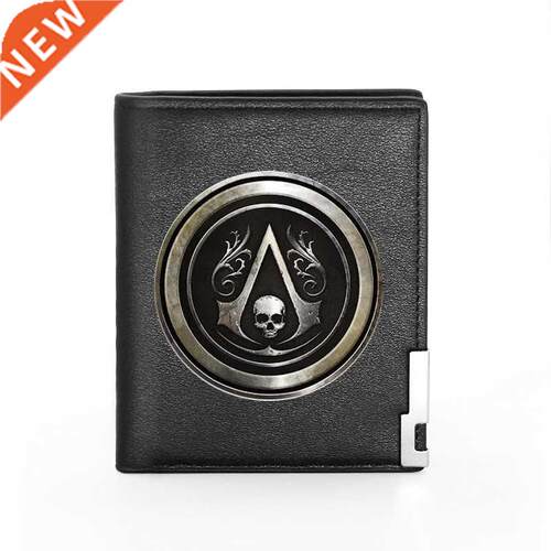 Cool Black Assassin Skull Printing Pu Leather Wallet Men B