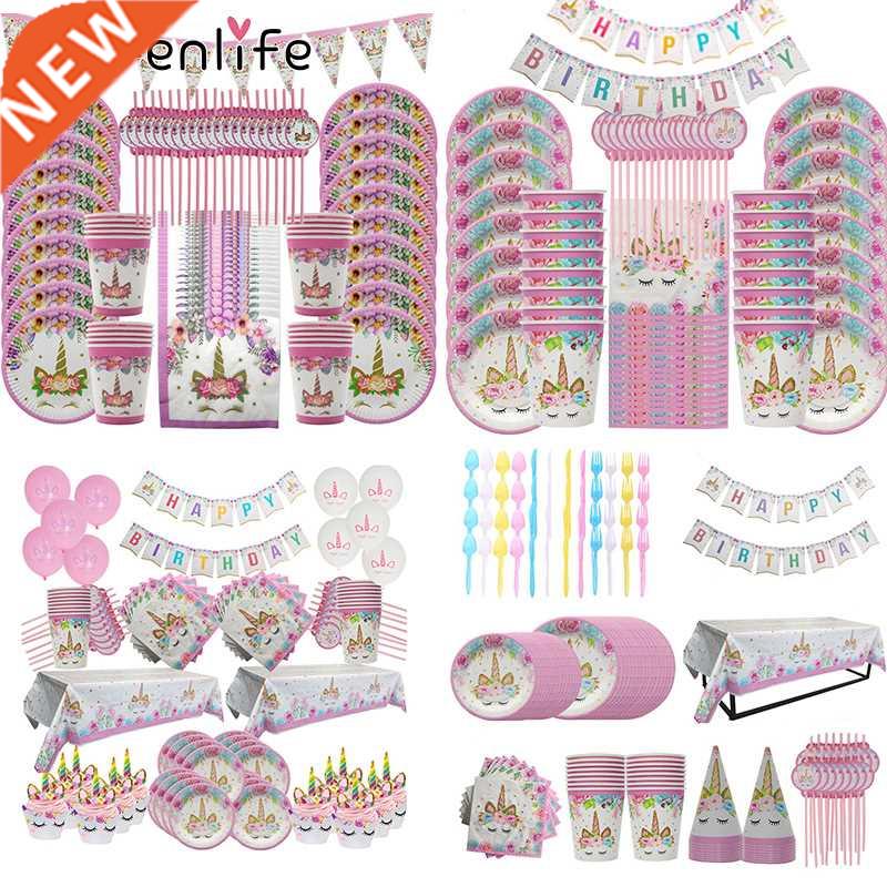 1st Birthday Party For Baby Shower Decoration Unicorn Paper