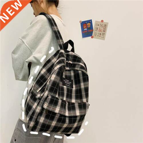 Fashion Plaid Women Backpack College Student Backpack Teena