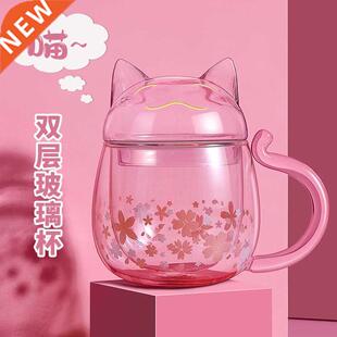 Zhaocai cat cup double layer glass high borosilicate heat